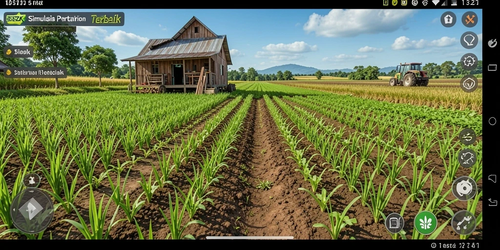 Tampilan gameplay yang mendebarkan dalam 555ZK dengan ladang yang siap dikelola.