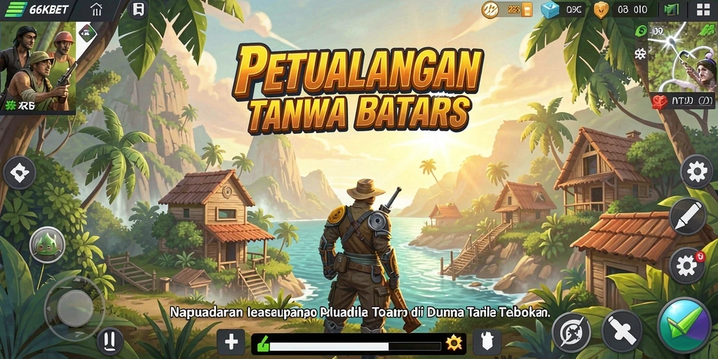 Screenshot gameplay 66KBET menampilkan eksplorasi dunia terbuka yang luas.