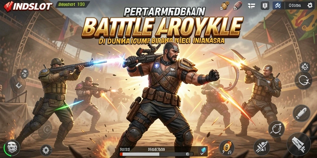 Tampilan aksi seru dalam game Battle Royale INDSLOT.