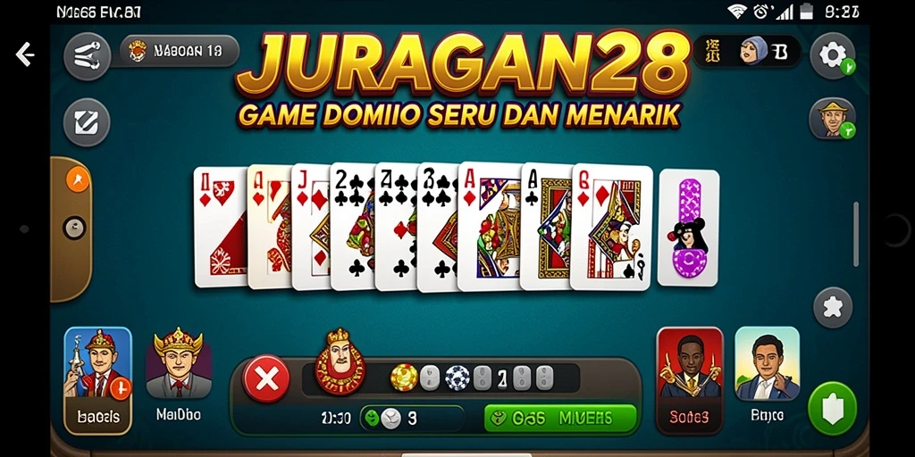 Screenshot gameplay JURAGAN28 dengan pemain yang sedang bermain domino.