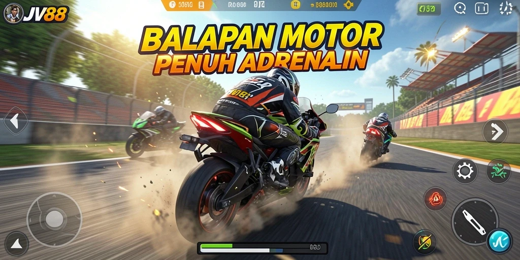 Tampilan menakjubkan dalam gameplay balapan motor JV88.