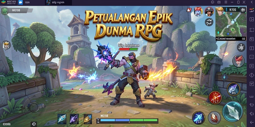 Tampilan gameplay MG108 dengan karakter dan lokasi yang menakjubkan.