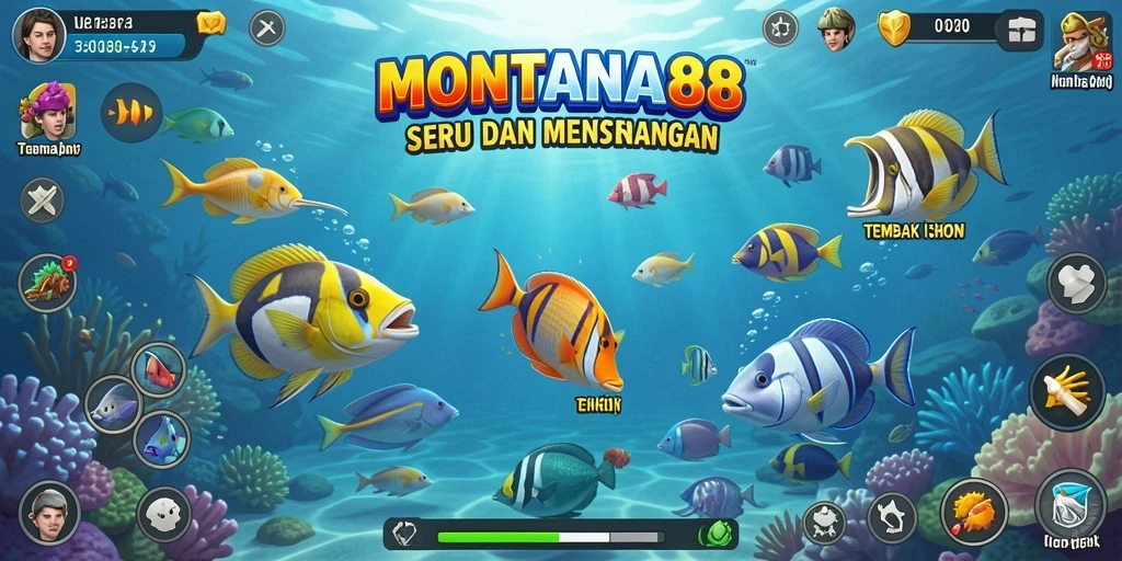 Gameplay MONTANA88 yang seru dengan aksi menembak ikan.