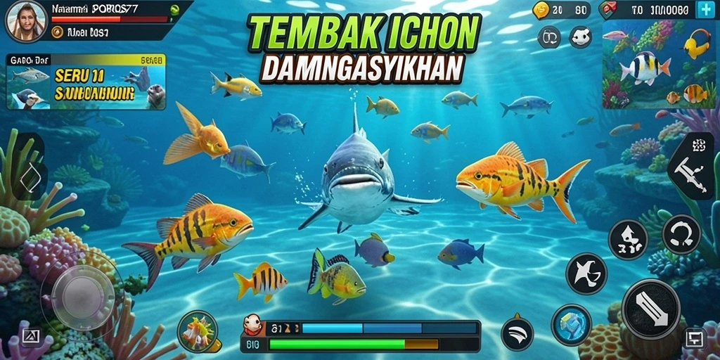 Tampilan gameplay seru dari game Tembak Ikan POROS77.