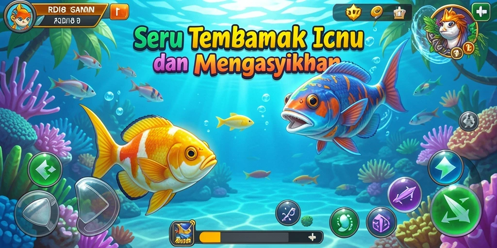 Screenshot RDI88 menampilkan gameplay seru saat menangkap berbagai jenis ikan.