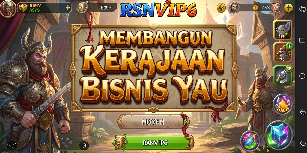 Tampilan gameplay RSNVIP6 yang menampilkan keseruan membangun bisnis.