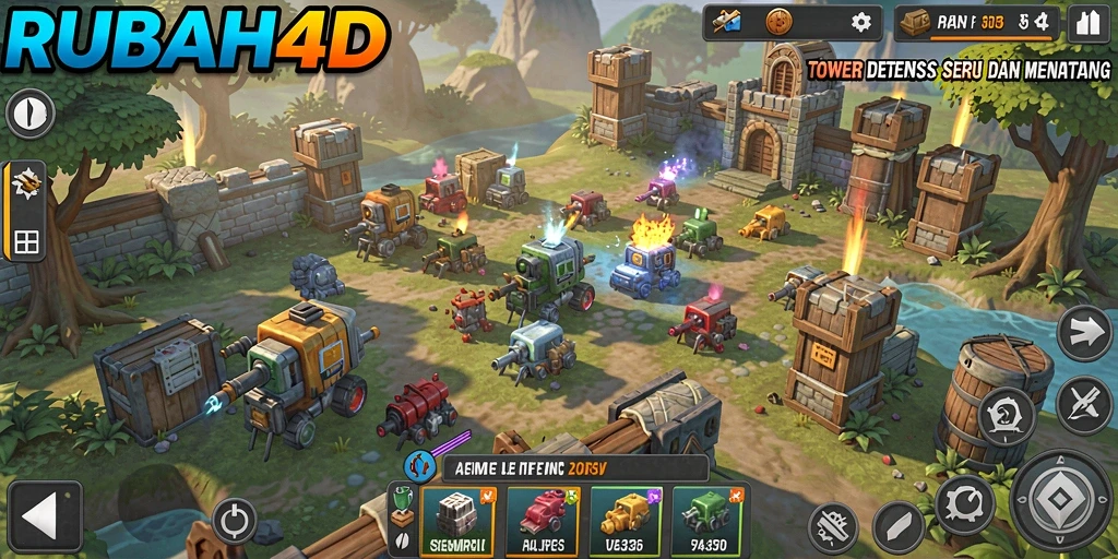 Screenshot gameplay RUBAH4D menampilkan aksi Tower Defense yang seru.