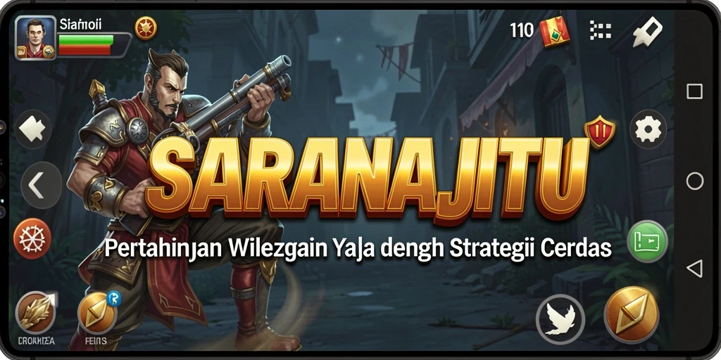 Tampilan gameplay SARANAJITU dengan menara strategi pertahanan.