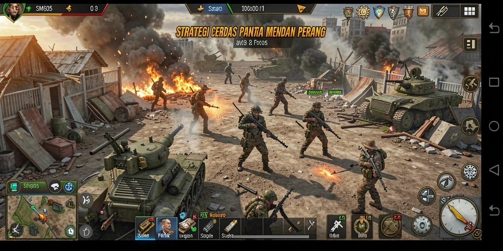 Tampilan gameplay mendebarkan dalam SM605 yang menghadirkan strategi cerdas.
