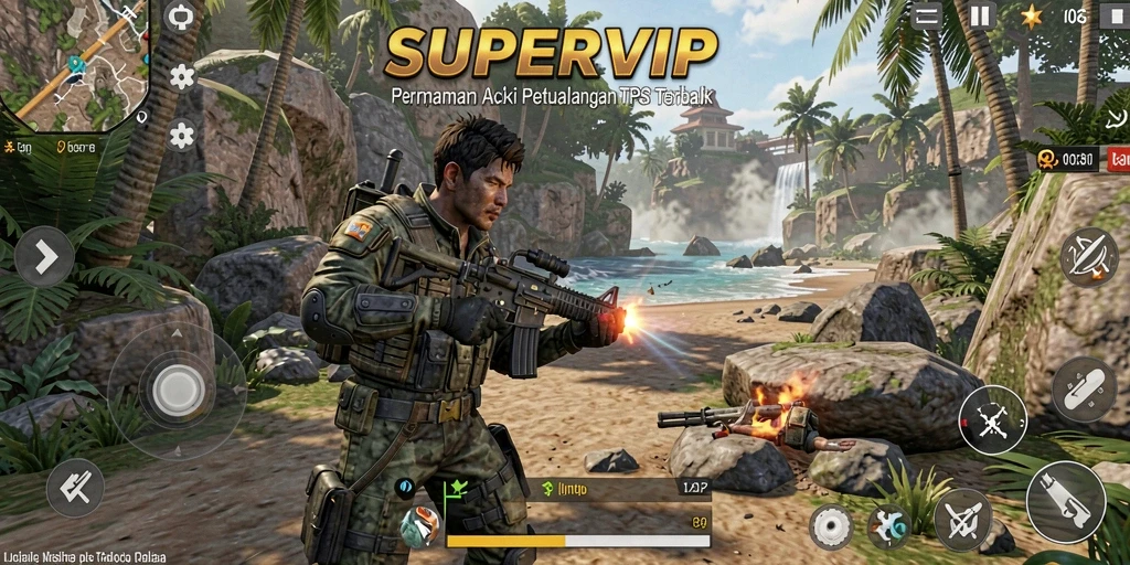 Tampilan aksi seru dalam game TPS SUPERVIP.