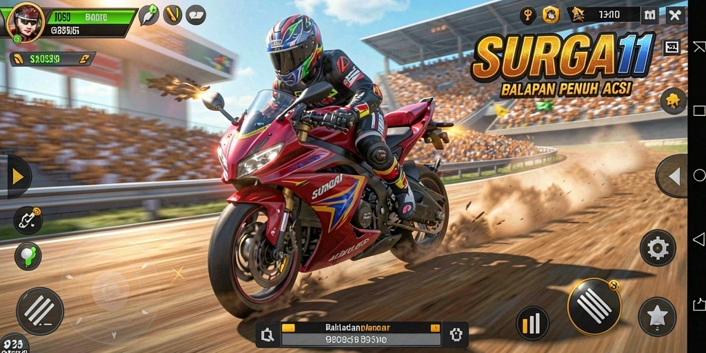 Gameplay SURGA11 yang memukau saat balapan motor.