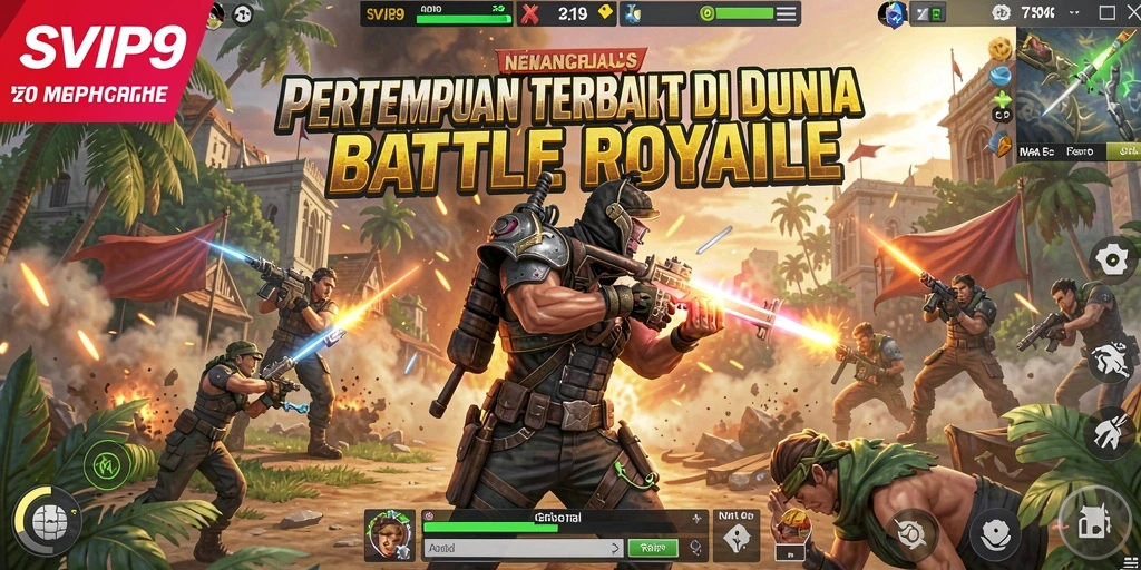 Tampilan aksi seru gameplay Battle Royale dalam SVIP9.